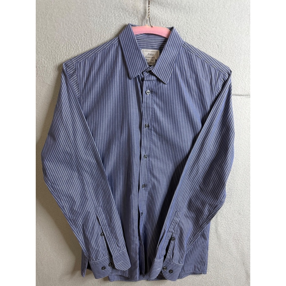 Anto Beverly Hills Dress Shirt Men's Small Striped Long Sleeve Button Up‎
